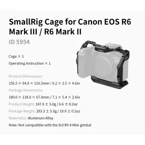 SmallRig 5954 HawkLock Quick Release Cage pour EOS R6 Mark II/III