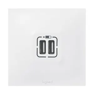 Double chargeur USB Type A 2,4A 12W - Neptune - blanc - Legrand