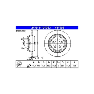 ATE Disques de frein pour FORD: Kuga, Edge (Ref: 24.0111-0196.1)
