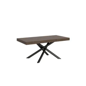 Table Extensible Design Pieds Arrondis Entrelacés Anthracite Zeus-marron-2 Rallonges Fines-180 À 28…