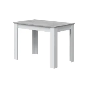 Dmora Table fixe effet bois blanc, ciment 109x67cm
