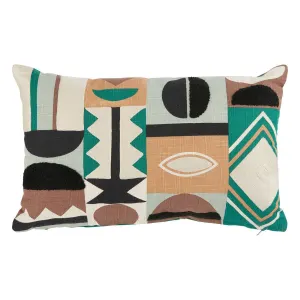 Coussin Brodé Imprimé Malakite 30x50cm Vert