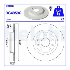Disque De Frein Delphi Bg4959c Mazda