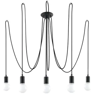 Lustre Tissu Noir E27 5 Edison