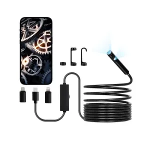 VEVOR Caméra Endoscopique Double Objectif Endoscope pour Android iOS avec Câble Semi-rigide 5 m, 8…