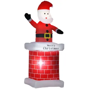 Père Noël Gonflable Avec Cheminée Led 2,10h M Polyester