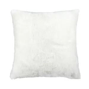 Coussin Déco Imitation Fourrure 40x40cm Blanc
