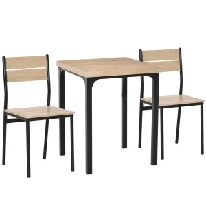HOMCOM Ensemble table et chaise Table avec 2 chaises style industriel acier noir MDF coloris bois d…