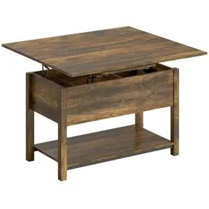 Homcom Table basse relevable et extensible mdf brun rustique