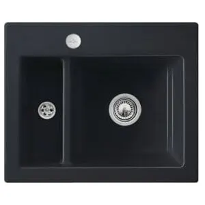 V&B; Évier encastré Subway 60 XM Flat avec garniture de vidage, commande excentrique, graphite ; Vi…