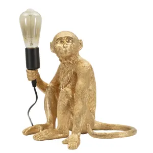Lampe De Table Singe Assis Doré 33x33x32
