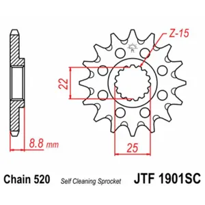 Pignon de mécanisme de verrouillage JT JTF1901,14SC