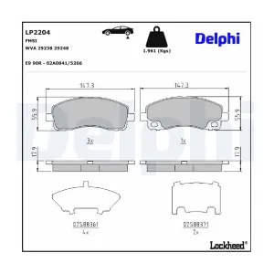 DELPHI Plaquettes de frein X4 (Ref: LP2204)