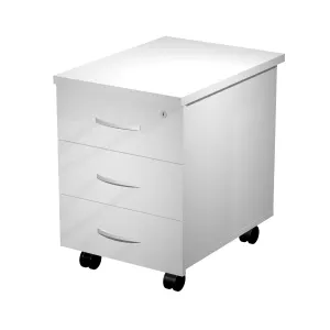 Caisson Mobile 3 Tiroirs Sur Roulettes - Blanc