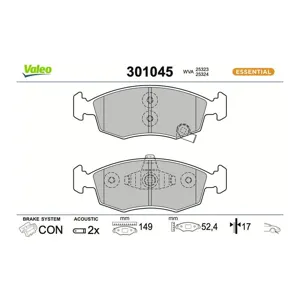 VALEO Plaquettes de frein X4 (Ref: 301045)