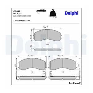 DELPHI LP3616 Plaquettes de frein