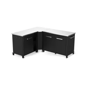 Cuisine Extérieure Modulable Avec Angle - Modules 120 Cm Et 90 Cm - Plan De Travail Inox
