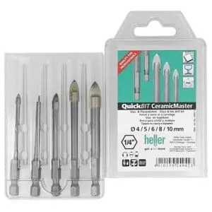 Jeu de forets pour verre et carrelage Heller QuickBit® CeramicMaster 24942 1/4 (6,3 mm) 4 mm, 5 mm…