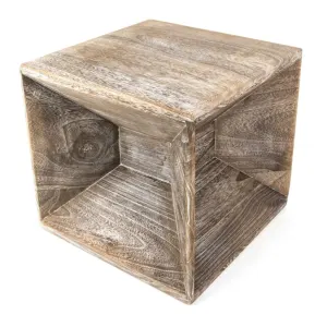 Table d appoint en bois cube gris