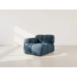 Grace - module d'assise gauche en velours texturé - bleu