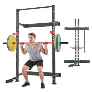 VEVOR Cage de Musculation Pliable, Rack à Squats Fixation Murale, Équipement de Musculation Multifo…