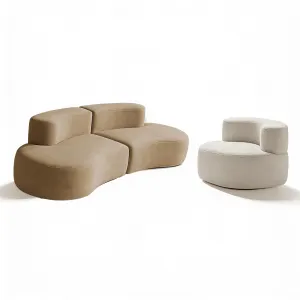Pack Lounge Canapé Et Fauteuil - Sable Et Blanc