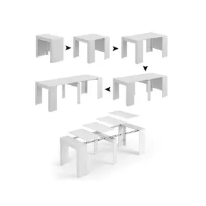 Dmora Table console à rallonge effet bois blanc 90x51 cm