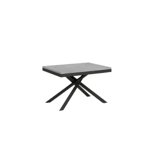 Table Extensible 120/224x90 Cm Karida Evolution Gris Béton Cadre Et Pieds Anthracite