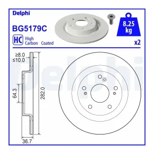 DELPHI Disques de frein pour HONDA: e (Ref: BG5179C)