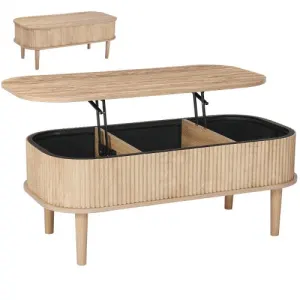 VEVOR Table Basse Relevable, Table de Salon Ovale avec Rangement Caché de 3 Compartiments, Plateau…