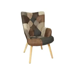 Altobuy Fauteuil patchwork motifs nuances de marron