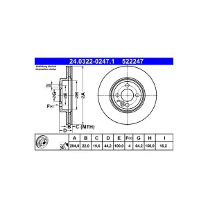 ATE Disques de frein pour MINI: MINI (Ref: 24.0322-0247.1)