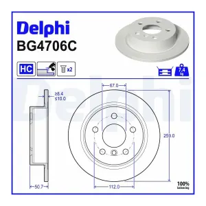 DELPHI Disques de frein pour MINI: MINI (Ref: BG4706C)