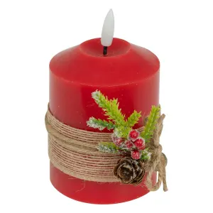 Bougie LED de Noël Branche 12cm Rouge