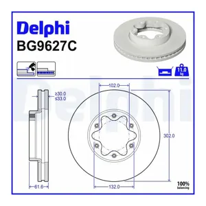 DELPHI Disques de frein pour FORD: Transit/Tourneo (Ref: BG9627C)