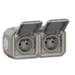 Double prise Plexo Legrand - Gris