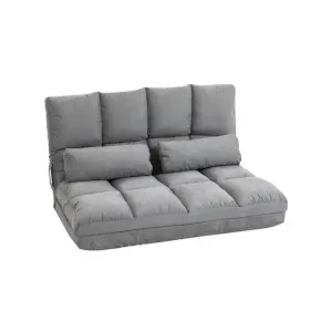 Homcom Chauffeuse convertible polyester suédé gris