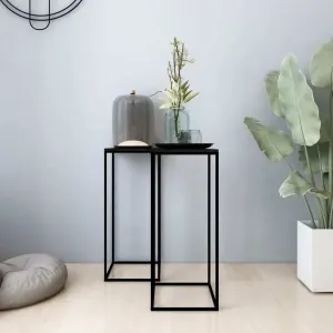 Tables d'appoint 2 pcs noir acier