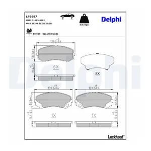 DELPHI Plaquettes de frein X4 (Ref: LP3687)