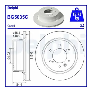 DELPHI Disques de frein (Ref: BG5035C)