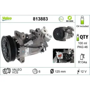 VALEO Compresseur, climatisation pour RENAULT: Captur, Clio (Ref: 813883)