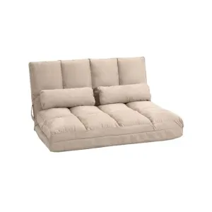 Homcom Chauffeuse fauteuil convertible polyester aspect suédé beige