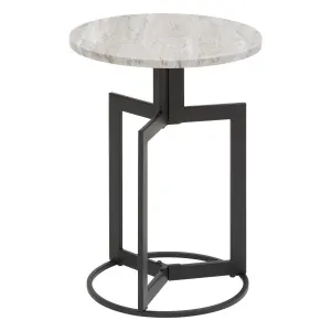 Table d'Appoint Effet Marbre Tusco 49cm Noir
