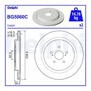 DELPHI Disques de frein pour LEXUS: RX (Ref: BG5060C)