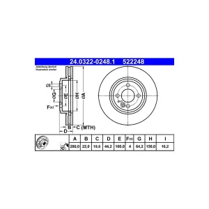 ATE Disques de frein pour MINI: MINI (Ref: 24.0322-0248.1)