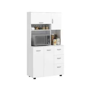 Homcom Buffet cuisine 4p 3t blanc
