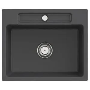 V&B; Évier encastré Siluet 60 S Flat avec garniture, commande manuelle, graphite ; Villeroy & Boch…