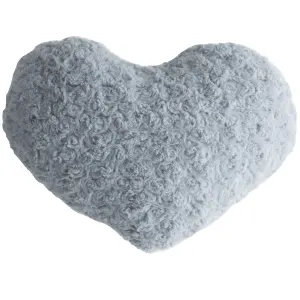 Coussin Coeur Bouclée 28x36cm Gris Clair