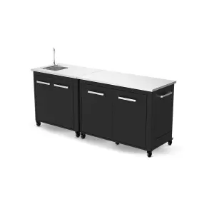 Cuisine Extérieure Modulable Avec Évier 90 Cm - Module 120 Cm - Plan De Travail Inox