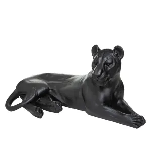 Statuette Déco Léopard Couché 80cm Noir